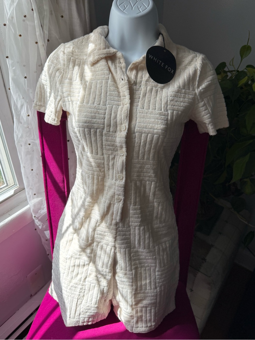 NWT White fox- walk my way terry playsuit